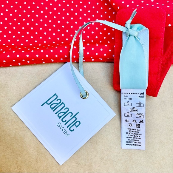 Panache ❉ Red Polka Dot Underwire One Piece Britt Swimsuit Size 32DDD 32F - Picture 8 of 13